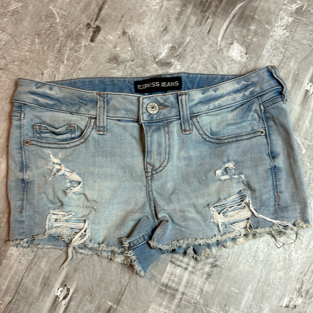 Express Distressed Stretch Denim Shorts